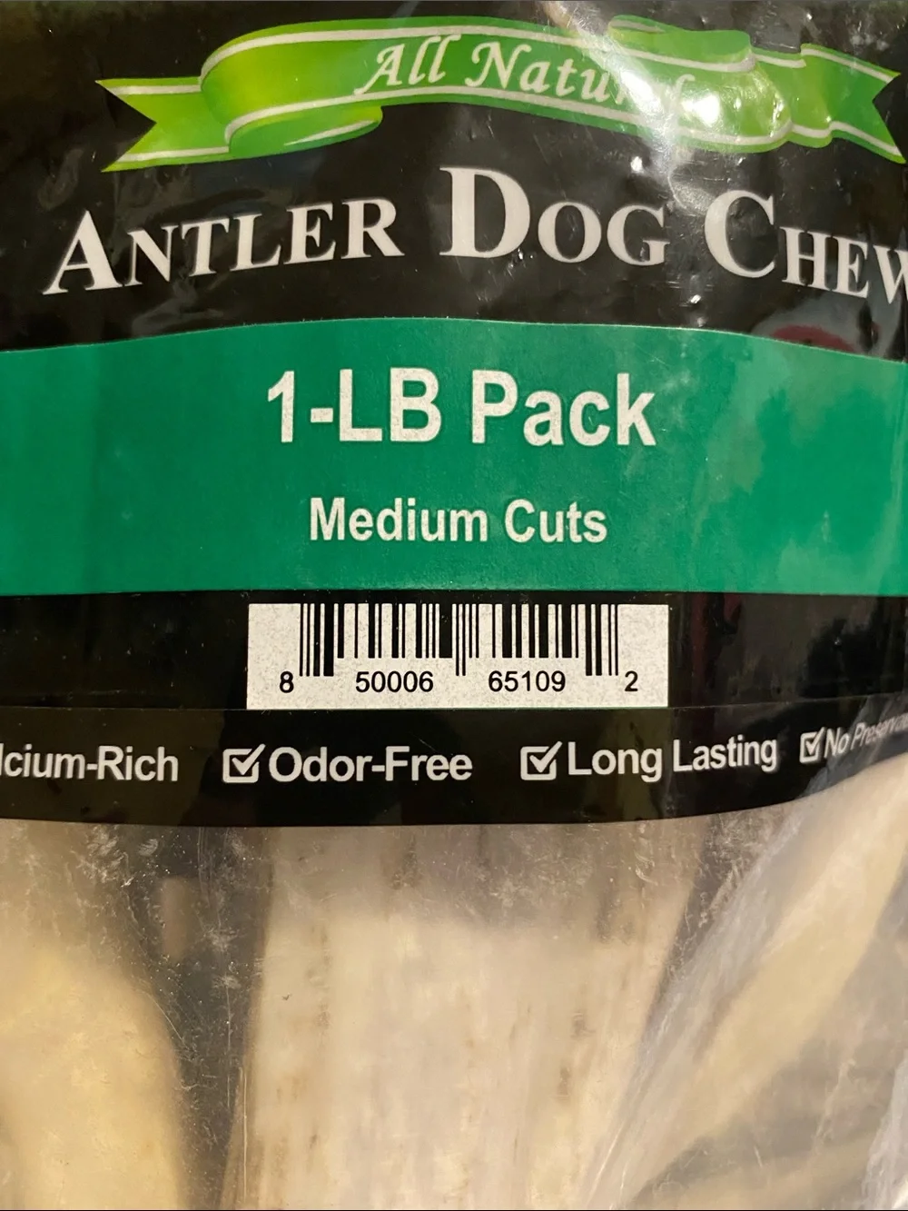 Deluxe Naturals Antler Dog Chew - Cream (1‑LB Pack)